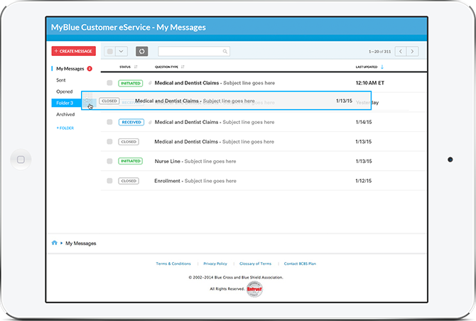 Blue Cross Blue Shield Inbox