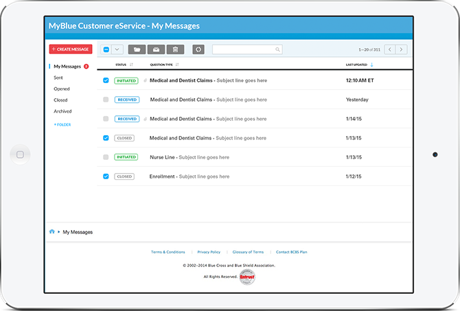 Blue Cross Blue Shield Inbox