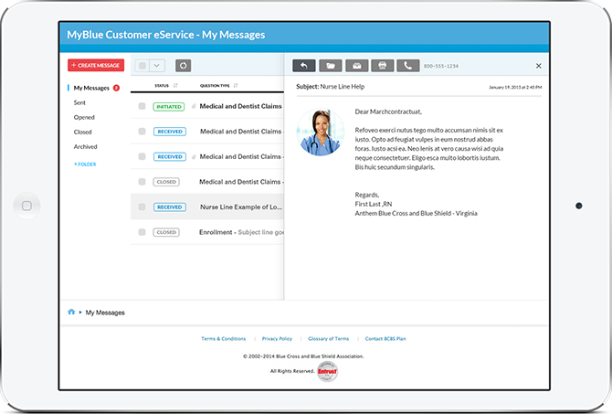 Blue Cross Blue Shield Inbox