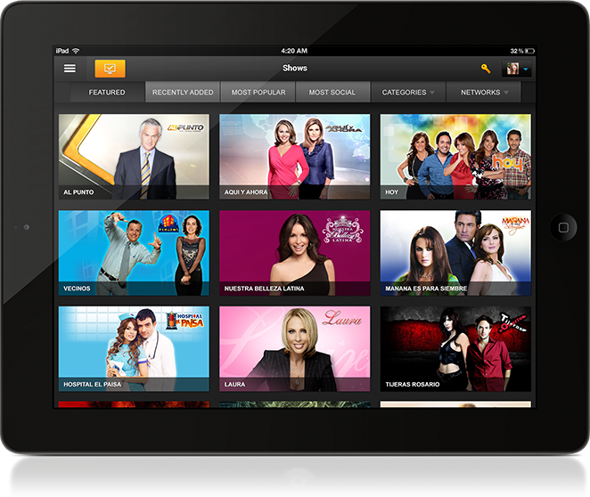 UVideos iPad Application Category Screen