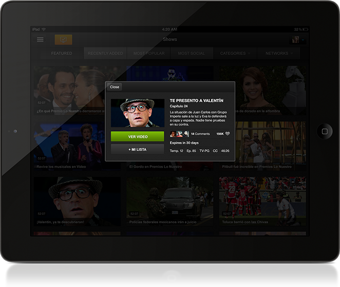 UVideos iPad Application Title Modal